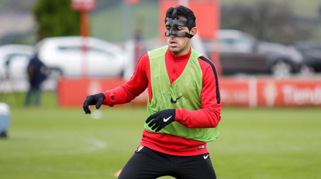 Carlos Castro, en una sesión en el Sporting (Foto. Rodrigo Medina).