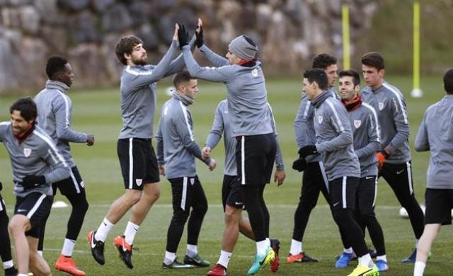 Yeray, durante un entrenamiento del Athletic (Foto: EFE).