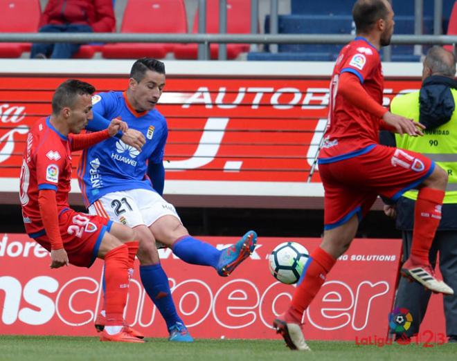 Saúl Berjón, en el último Numancia-Real Oviedo (Foto: LaLiga).