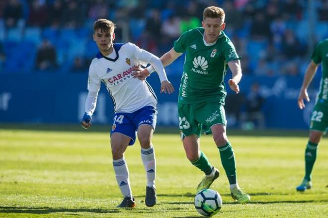 Mossa en una acción del partido ante el Zaragoza (Foto: Dani Marzo).