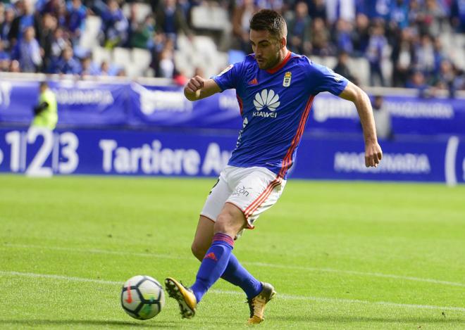 Johannesson, durante un partido con el Oviedo esta temporada (Foto: Laura Caraduje).