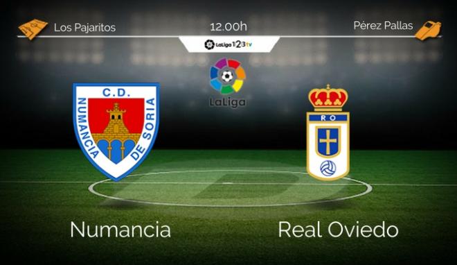 Numancia - Real Oviedo. Los Pajaritos 12:00.