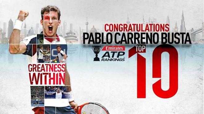 Pablo Carreño se asegura el décimo puesto del ránking ATP.
