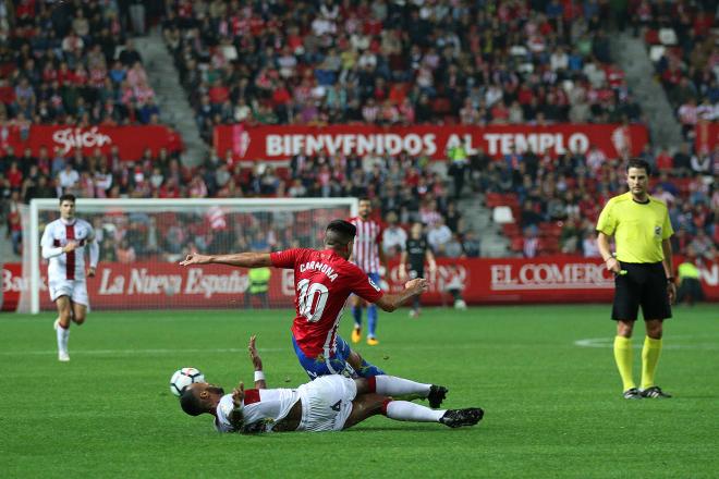 Imagen del partido de ida entre Sporting y Huesca (Foto: Luis Manso).