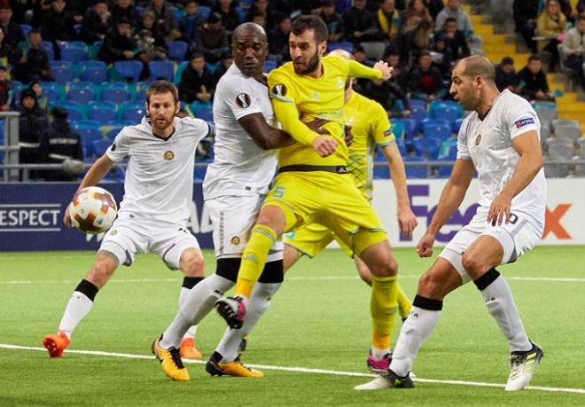 Babin en una acción del encuentro en Bielorrusia (Foto: FC Astana).