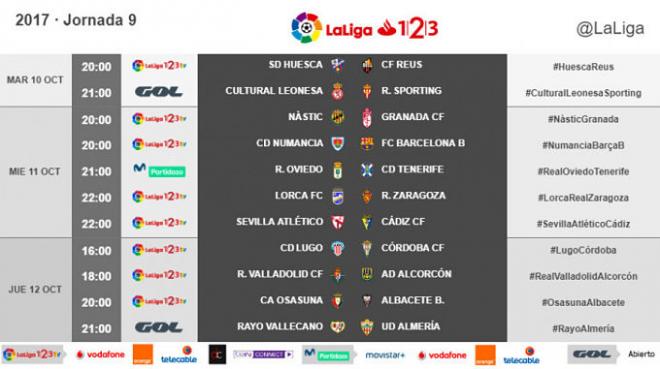 Horario de la novena jornada en Segunda división (Foto: LaLiga).