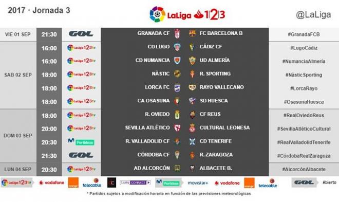 Horarios de la jornada 3 de Segunda (Foto: LaLiga).