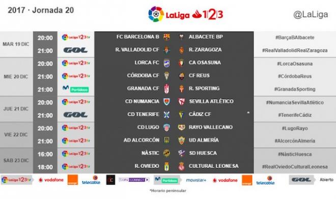 Horarios jornada 20 en Segunda división (Foto: LaLiga).