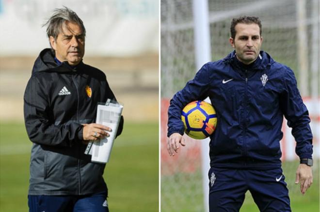 Natxo González y Rubén Baraja, entrenadores de Zaragoza y Sporting.