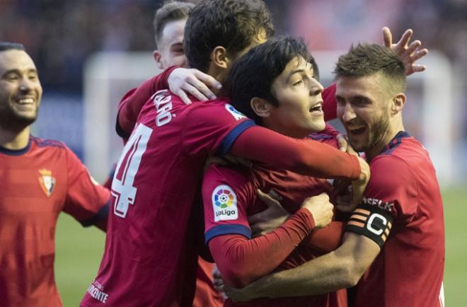 Lasso, celebrando su tanto con Osasuna (Foto: CAO).