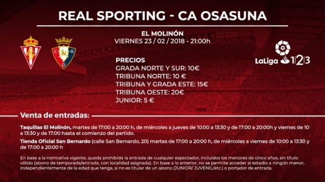 Precios de las entradas para el Sporting-Osasuna (Foto: RSG).