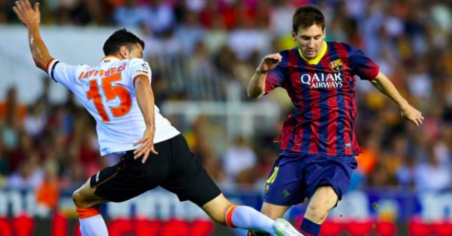 Messi, en un duelo ante el Valencia.