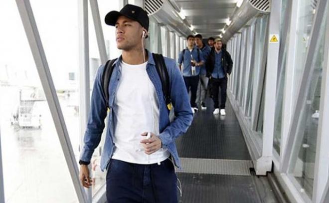 Neymar, durante un viaje culé.