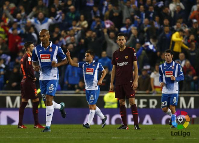 Busquets, tras el gol de Melendo (Foto: LaLiga).