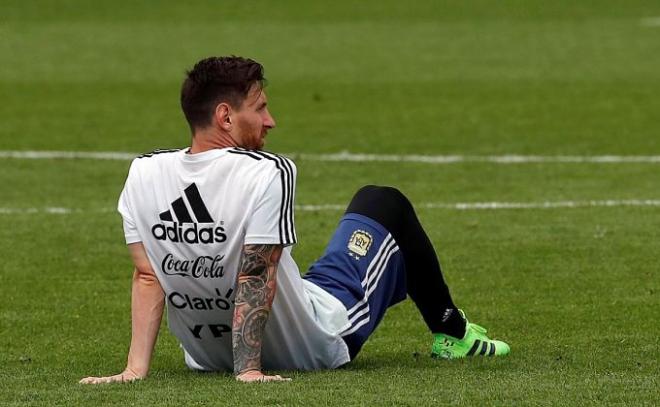 Messi, durante el entrenamiento de este miércoles.
