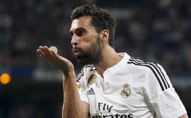 Arbeloa, en un partido con el Real Madrid.