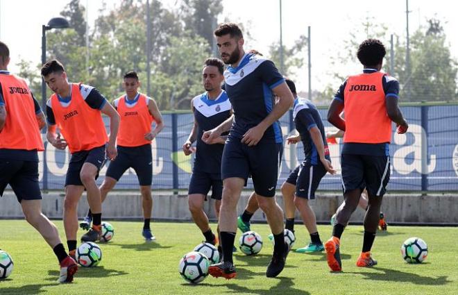 Los jugadores, en la sesión de este martes.