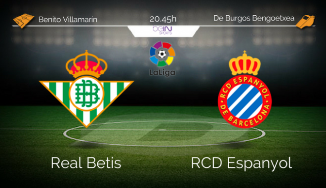 El Espanyol visita el Benito Villamarín para medirse al Betis.