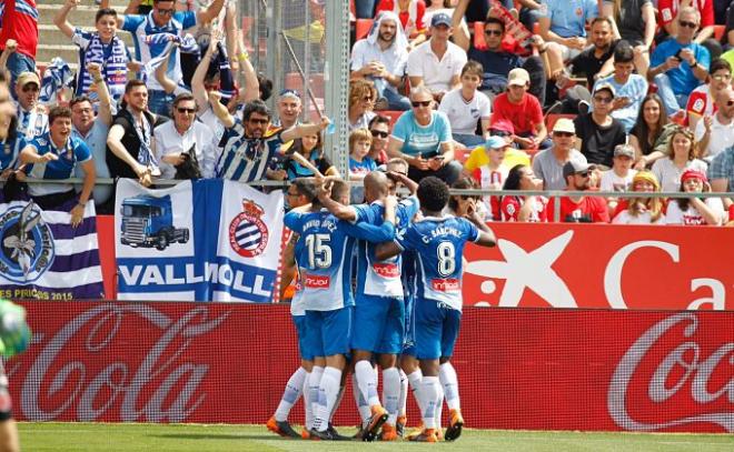 Los jugadores del Espanyol celebran uno de los goles (Foto: Espanyol).