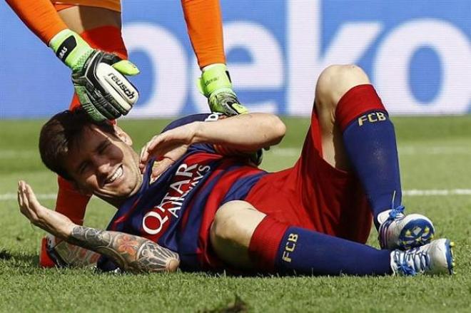 Messi, lesionado en el pasado partido liguero ante Las Palmas.
