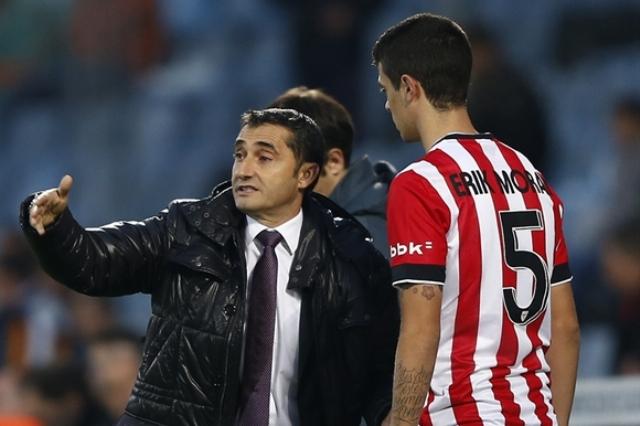 Valverde habla con Morán antes de saltar en Getafe. FOTO:athletic