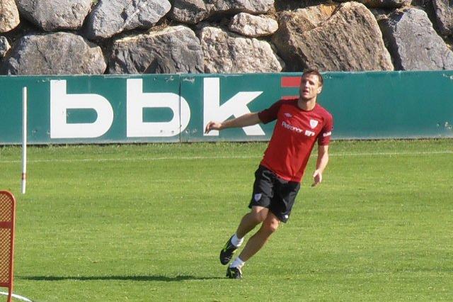 Gurpegi, en un entrenamiento en Lezama (Foto: EDB).