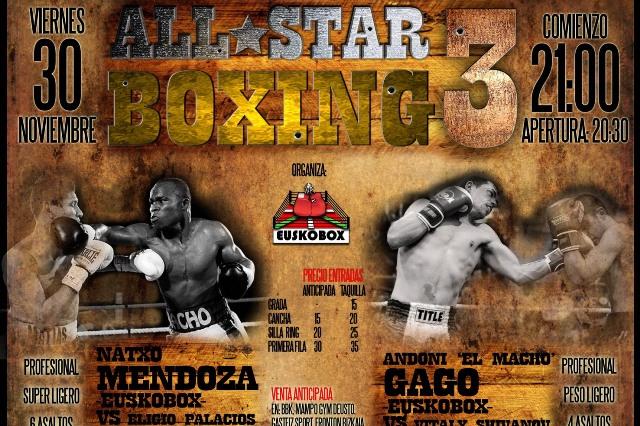 Cartel de la velada 'All Star Boxing 3' que se celebrará el viernes en Bilbao.