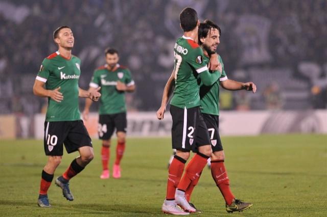 De Marcos celebra un gol en Belgrado. FOTO:athletic