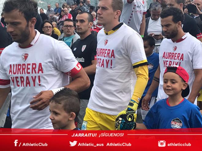 Los jugadores del Sion saltaron con camisetas de apoyo a Yeray. (Foto: Athletic Club)
