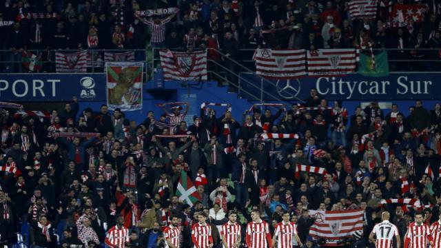 La afición del Athletic desplaza a Getafe celebra el gol de Williams la pasada temporada.