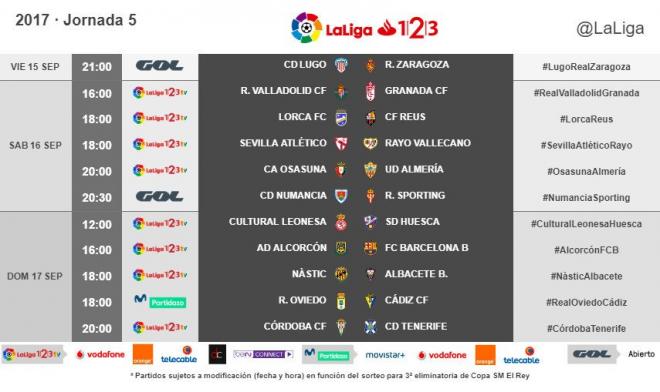 Horarios de la jornada 5 de Segunda (Foto: LaLiga).