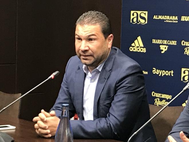 Cordero, en la rueda de prensa (Foto: Cádiz CF).