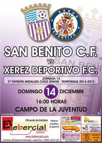 Cartel del partido entre el San Benito y el Xerez DFC.