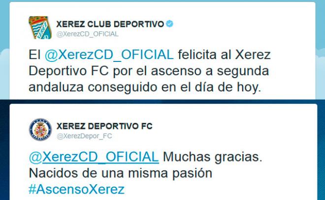 Felicitación del Xerez CD al Xerez DFC.