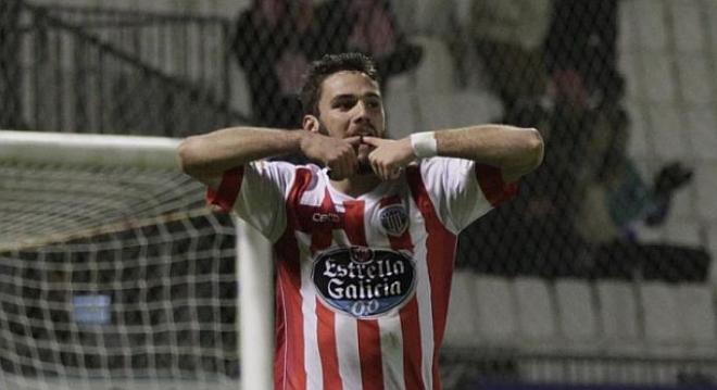 El futbolista celebrando un gol ante el Mirandés.