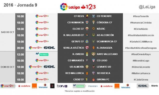 Horarios de la jornada 9 de LaLiga 1,2,3 (Foto: LaLiga).