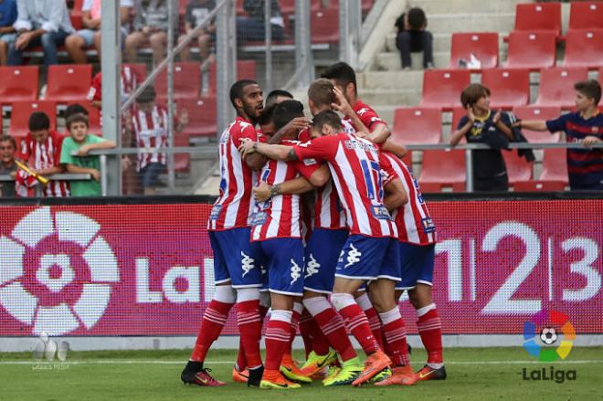 Los jugadores del Girona celebran un gol de esta campaña (Foto: LaLiga).