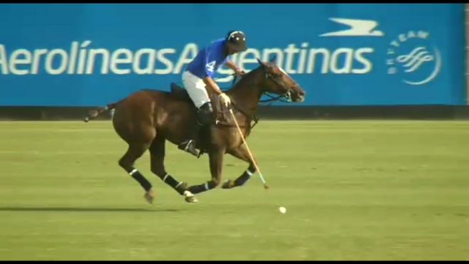 Un jugador de polo en el campeonato.