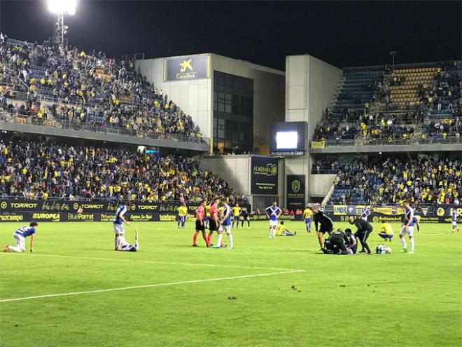 Imagen tras el partido ante el Tenerife (Foto: Cristo García).