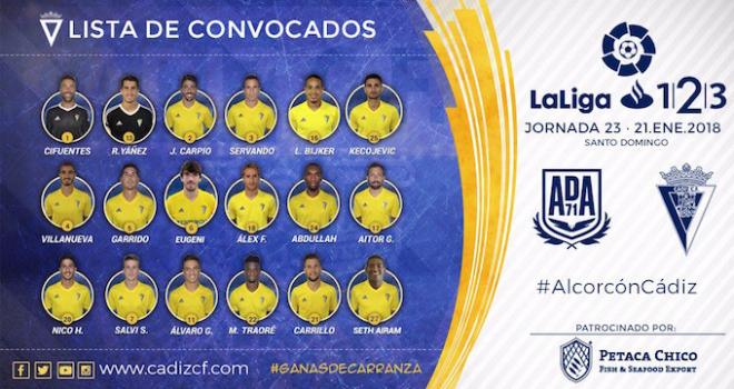 Lista de convocados para el Alcorcón (Foto: CCF).