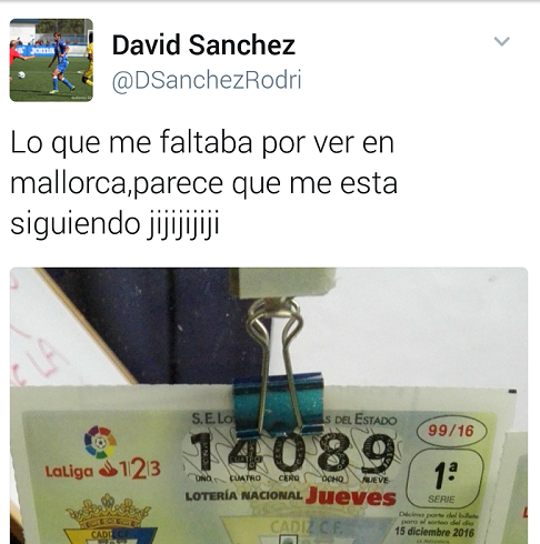 David Sánchez y su simpático tuit.