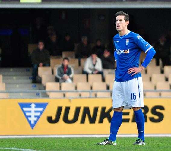 Álvaro Rey, durante el partido ante el Girona.