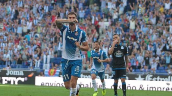 Baptistao celebra su gol al Dépor (Foto: LaLiga).
