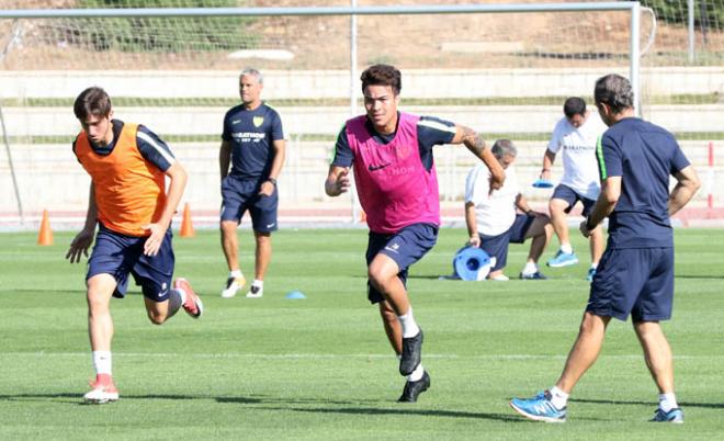 Peñaranda, en un entrenamiento con el Málaga.
