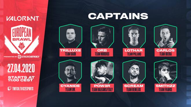 Lista de los capitantes del torneo de Valorant de G2.