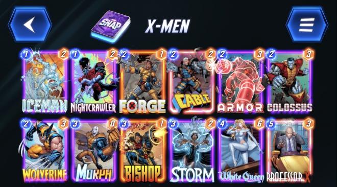 Mazo de X-Men en Marvel Snap