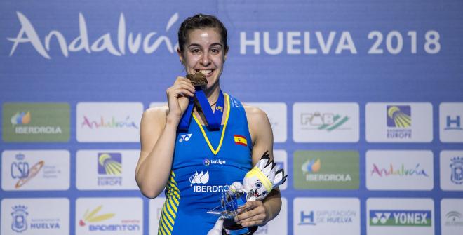 Carolina Marín, campeona de Europa por cuarta vez.