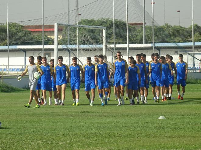 Jugadores del Recreativo en un entrenamiento