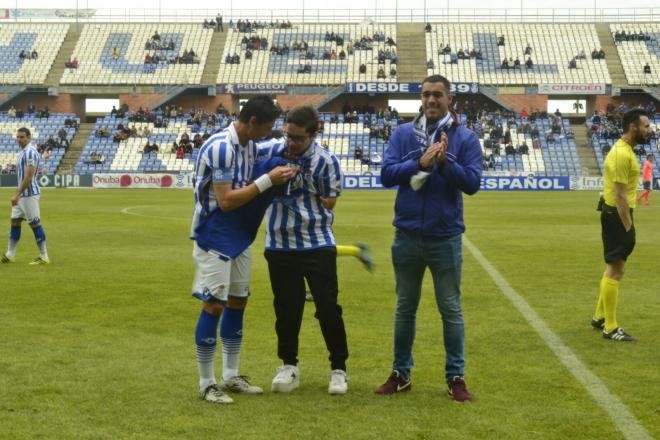 David Sánchez, con el capitán del Recre | Clara Verdier