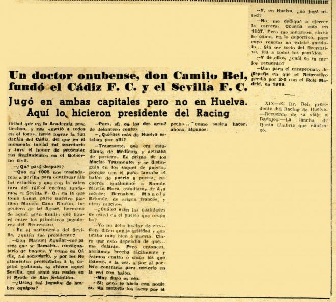 Recorte del periódico Odiel